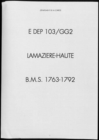 Baptêmes, mariages, sépultures (1763-1792)