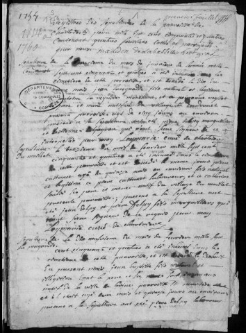 Baptêmes, mariages, sépultures (1754-1760)