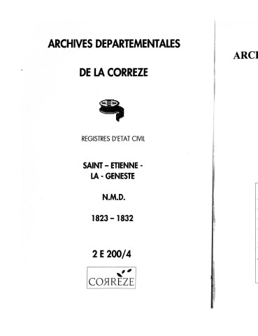 Naissances, mariages, décès (1823-1832)