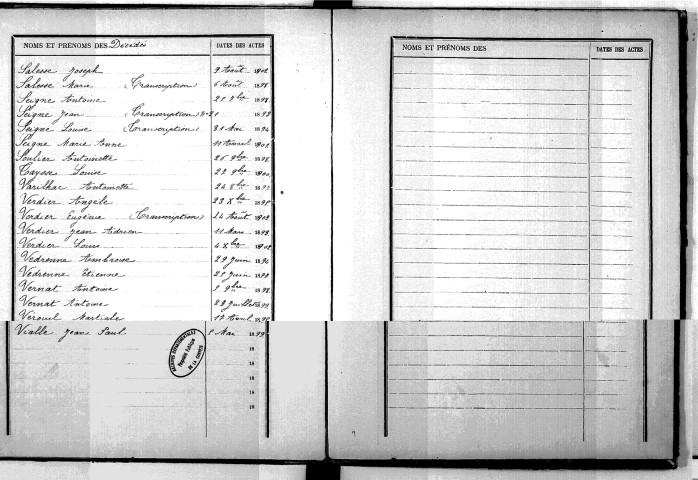Tables décennales des décès (1893-1902)