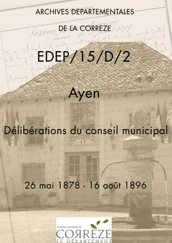 Délibérations du conseil municipal. 26 mai 1878-16 août 1896