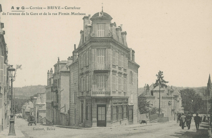 Brive-la-Gaillarde : "- Corrèze - Brive - Carrefour de l'avenue de la gare et de la rue Firmin Marbeau".