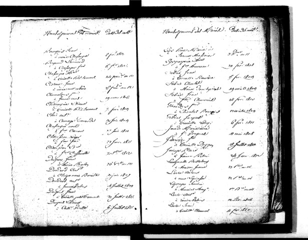 Tables décennales des mariages (1803-1812)