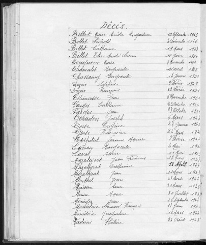 Tables décennales des mariages (1943-1952)