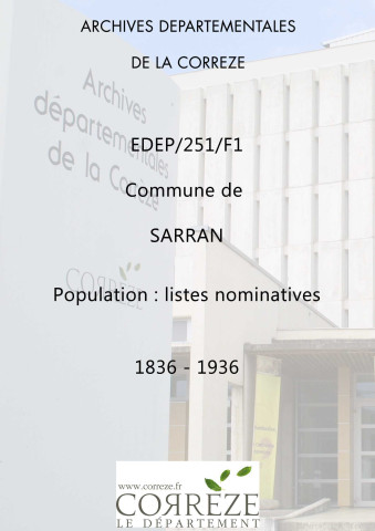 Population : listes nominatives. 1836-1936