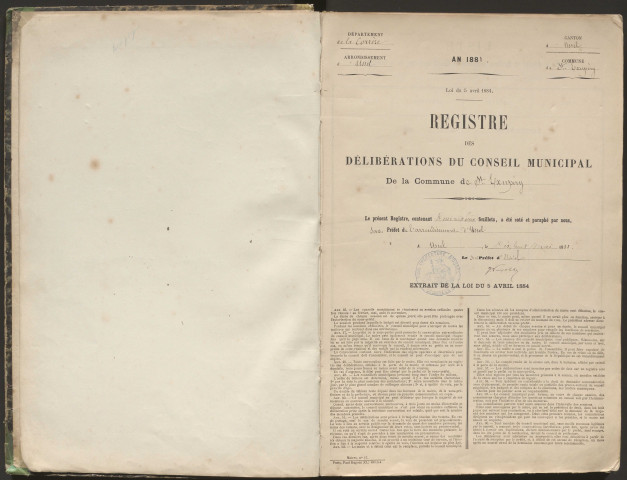 Délibérations du conseil municipal. 10 juin 1888-7 octobre 1923