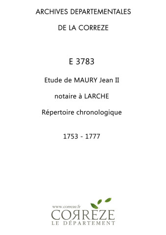 Répertoire chronologique : 1753-1777