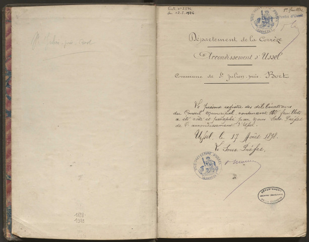 Délibérations du conseil municipal. 21 août 1898-17 mars 1929