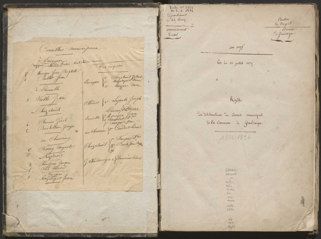 Délibérations du conseil municipal. 20 juin 1875-11 août 1894