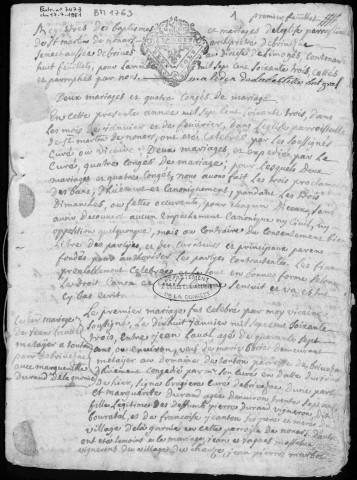 Baptêmes, mariages, sépultures (1763-1772)