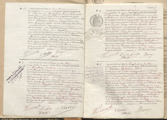 Naissances, mariages, décès (1913-1922).