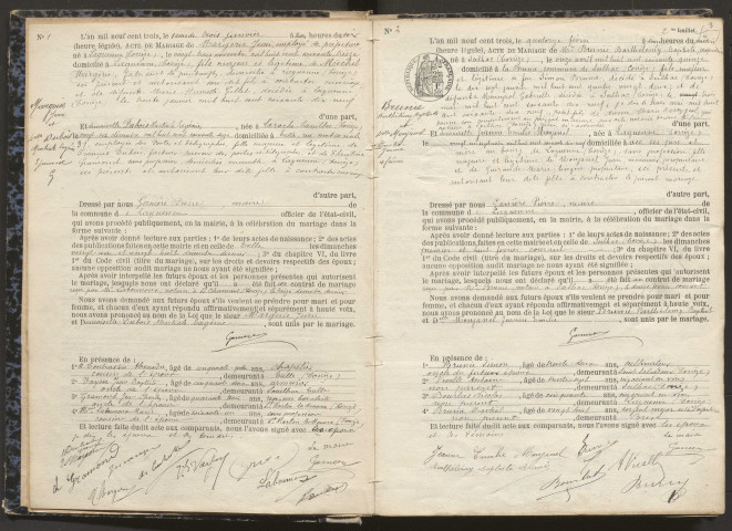 Mariages (1903-1921).