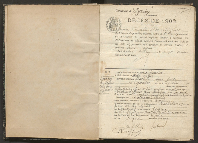 Décès (1903-1921).