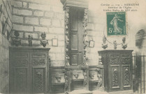 Aubazine : "Corrèze - 119 - Aubazine - Intérieur de l'église - Vieilles stalles du XIIe siècle