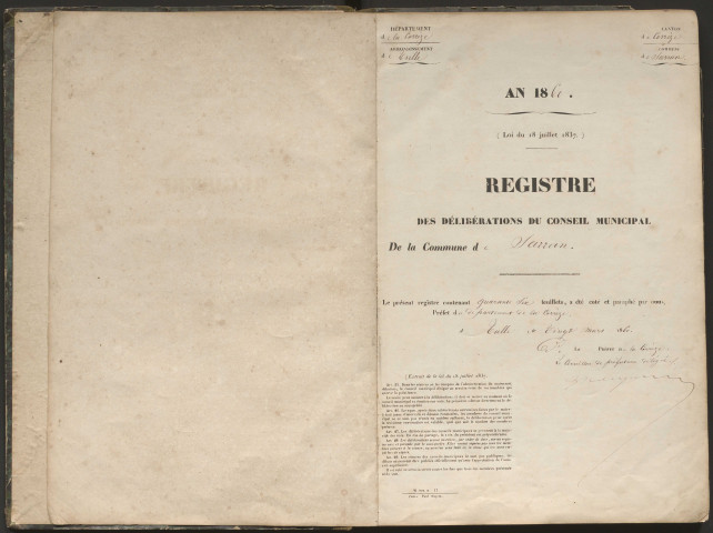 Délibérations du conseil municipal. 13 mai 1860-07 janvier 1877