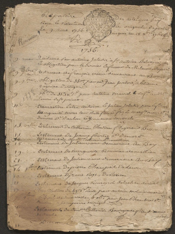 Répertoire chronologique : 9 août 1756-28 décembre 1768