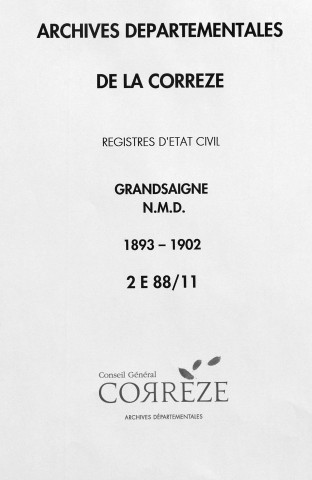 Naissances, mariages, décès (1893-1902)