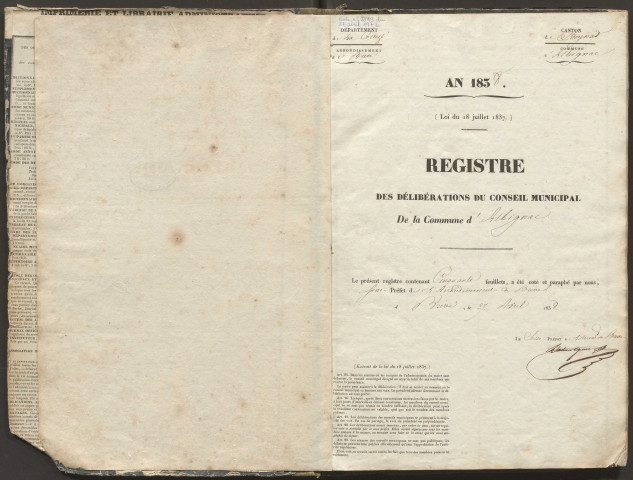 Délibérations du conseil municipal. 20 mai 1838-31 décembre 1844