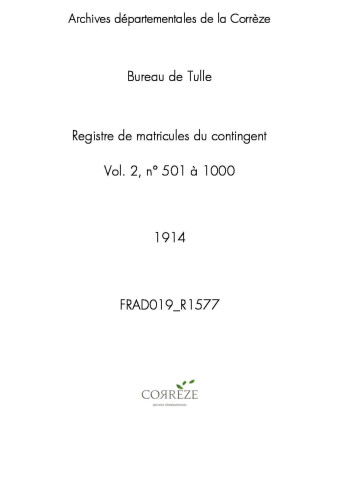 Classe 1914 : matricules 501 à 1000.