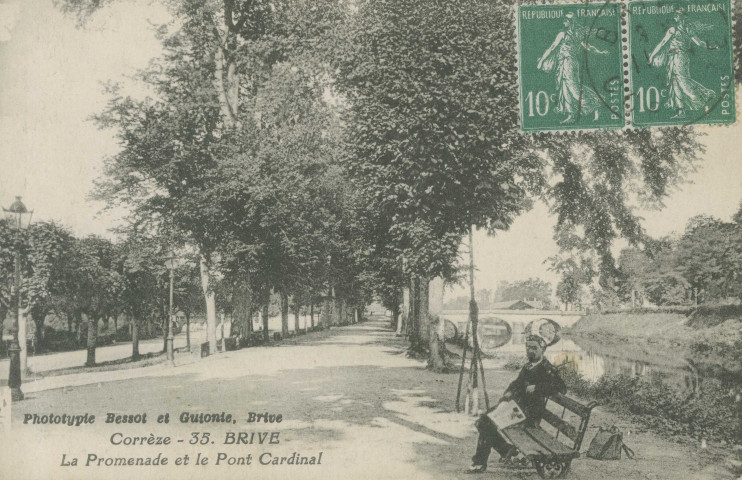 Brive-la-Gaillarde : "Corrèze - 35. Brive - La promenade et le pont Cardinal".