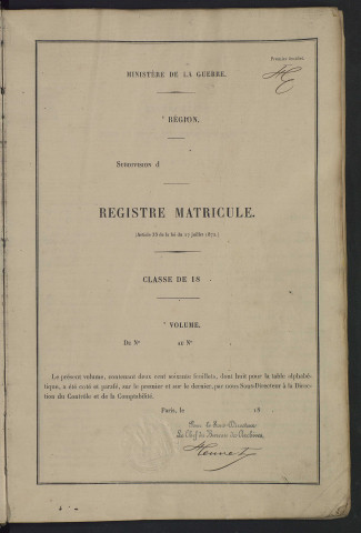 Classe 1879 : matricules 499 à 999.