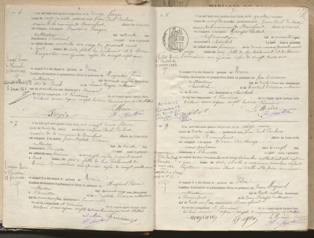 Naissances, mariages, décès (1883-1892)