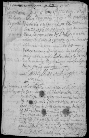 Baptêmes, mariages, sépultures (1713-1732)