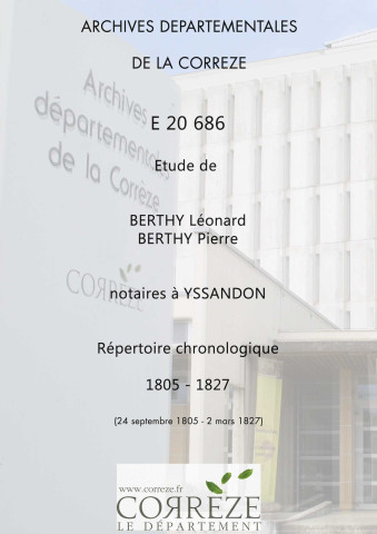 Répertoire chronologique : 24 septembre 1805-2 mars 1827.