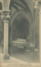 Tulle : "Cloître de Tulle. - Chapiteau de la luxure - Gisant de Bernard de Ventadour, abbé de Tulle.".
