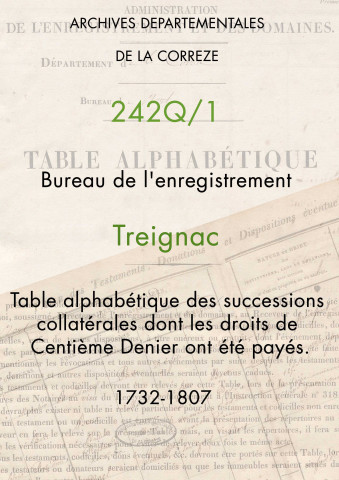 Table des quittances de dot