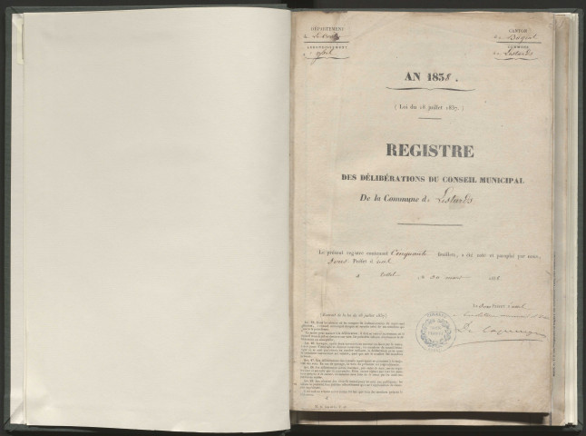 Délibérations du conseil municipal. 04 novembre 1838-31 août 1879