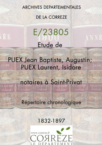 Répertoire chronologique : 6 avril 1832-13 septembre 1897