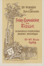 Tulle : "IIIe semaine du Bas-Limousin - Foire-exposition de Tulle - industrielle-commerciale-agricole-artistique - 11-21 août 1929". Dessin représentant la cathédrale, le châtaignier, les armes de Tulle (reproduction de l'affiche).