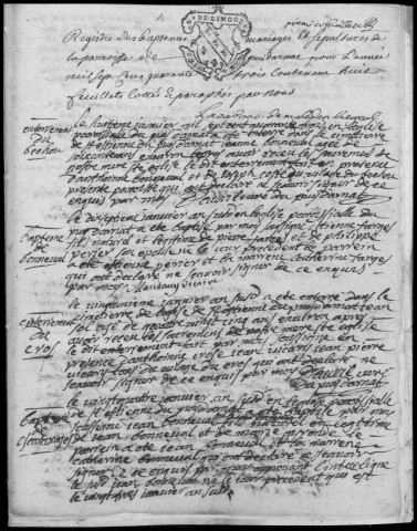 Baptêmes, mariages, sépultures (1743-1762)