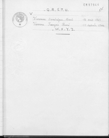 Tables décennales des naissances (1923-1932)