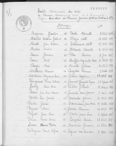 Tables décennales des décès (1933-1942)