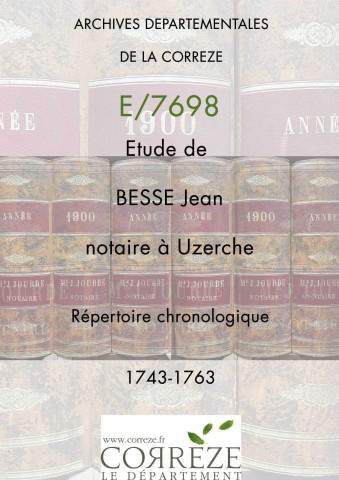 Répertoire chronologique : 10 janvier 1743-14 août 1763