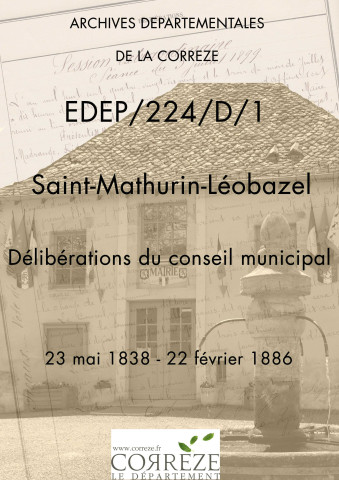 Délibérations du conseil municipal. 23 mai 1838-22 février 1886
