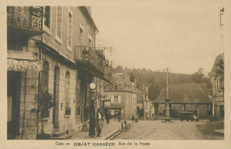 Objat : "Objat (Corrèze) - Rue de la poste".