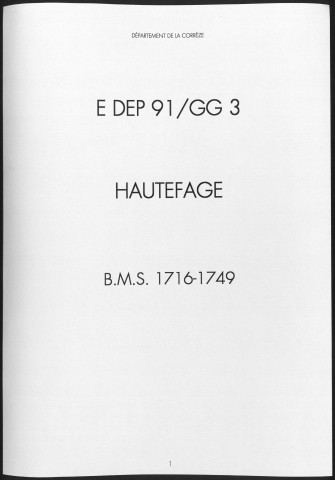 Baptêmes, mariages, sépultures (1716-1749)
