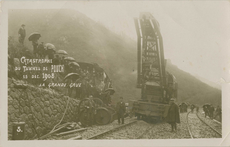 Allassac : "5. Catastrophe du tunnel de Pouch - 15 dec. 1908 - la grande grue".