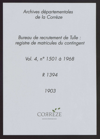 Classe 1903 : matricules 1501 à 2066.