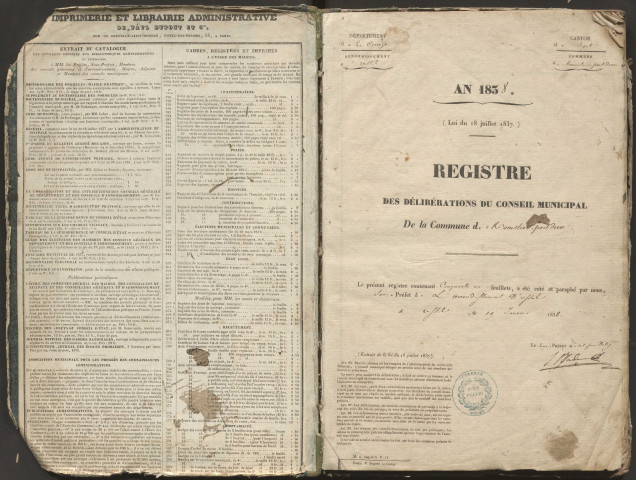 Délibérations du conseil municipal. 20 mai 1838-21 mars 1875
