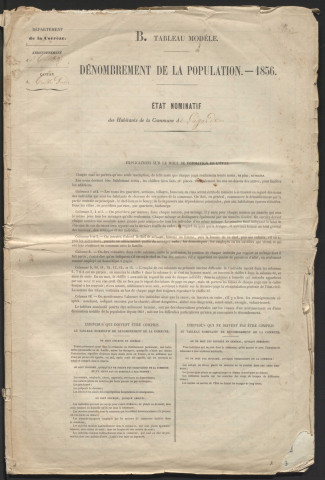 Population : listes nominatives. 1856-1866
