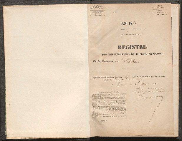 Délibérations du conseil municipal. 10 mai 1863-19 février 1874