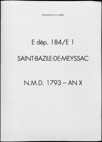 Naissances, mariages, décès (1793-1802)