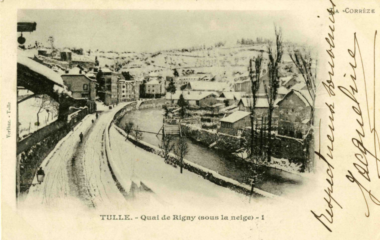 "Tulle. - Quai de Rigny (sous la neige) - 1".