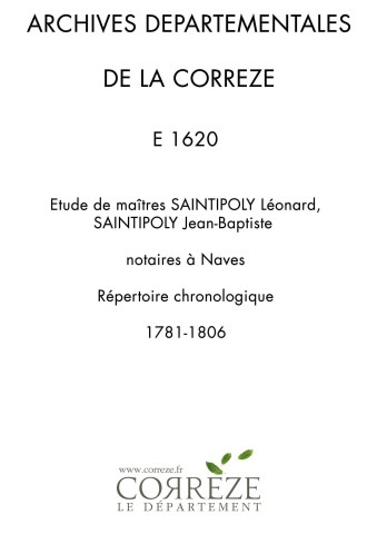 Répertoire chronologique : 1781-1806