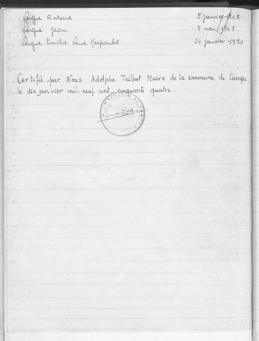 Tables décennales des décès (1943-1952)
