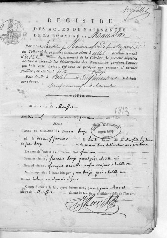 Naissances, mariages, décès (1813-1822)